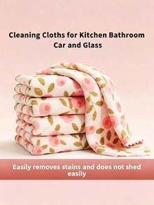 20pcs Coral Fleece Cleaning Cloths, High Absorbency Towels, Quick-Dry Multi-Purpose Wiping Rags, Suitable For Kitchen, Bathroom, Car, Floral Pattern Square Cleaning Cloths, Cleaning Supplies, Bathroom Accessories, Travel Essentials, Home Goods, Home Essentials, School Essentials, Back To School Supplies, Bathroom, Home & Kitchen, Kitchen Decor, Kitchen Accessories, Kitchen Supplies, Home Accessories, Kitchen Storage, Camping Essentials, Holiday Essentials, Kitchen Essentials, Kitchen Decor & Accessories, Home Necessities, College Essentials - Multicolor - View 19