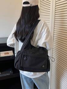 New Solid Color Casual Minimalist Multi-Pocket Women's Shoulder Bag, Suitable For Commuting And Shopping - A - View 8