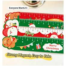 20/10PCS Cartoon Christmas Magnetic Bookmark Ruler 2-In-1 Magnetic Straight Ruler, Cute Santa Claus Snowman Gingerbread Man Book Page Clip, Portable Ruler For Primary And Secondary School Students Classroom Reading Drawing, Christmas Creative Stationery Exchange Small Gift - Christmas - View 10