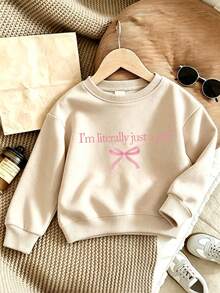Sweatshirt Leher Bulat Motif Lucu untuk Anak Perempuan, Sweatshirt Pullover Leher Bulat yang Hangat dan Nyaman untuk Musim Gugur/Dingin - Aprikot - View 5