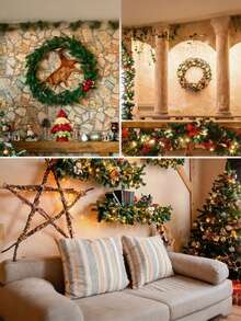 Green Artificial Pine Needle Branches, Faux Fir Pine Stems, DIY Christmas Wreath, Garland, Bouquet, Artificial Greenery For Wedding, Home, Tabletop, Holiday Decor, Photo Props - Green - View 9