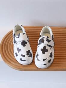 1 Pair New Spring/Autumn Mid-To-Large Children's Personalized Print Flat Shoes, Unisex Kids Lightweight Hook And Loop Casual Sneakers - Black - View 8
