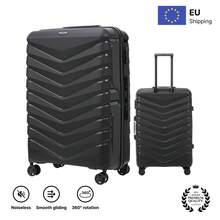 W WINGS 3 PiecesLuggage Set (20", 24", 28") | Polypropylene Hard Shell Suitcase, Combination Lock, Telescopic Handle, 360° Dual Wheels - Black - View 6