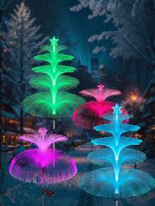 1pc Solar Garden Light, 7 Color Changing, Outdoor Waterproof Single/Double/Triple Layer Jellyfish Solar Flower Light, For Garden Decor, Yard Decor, Outdoor Decor, Halloween, Christmas, Thanksgiving Gift - Multicolor - View 3