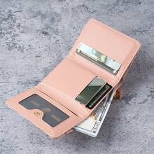 Women's Short Zipper Trifold Embroidered Fashion New Style Multi-Card Slot Clutch Wallet, Small Coin Purse With Wrist Strap, Suitable For Daily Use, Back To School Gift, School Opening Gift, Graduation Gift, Birthday Gift, Women's Gift - Black - View 2