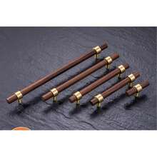 1/4 Pack Premium Brass & Walnut Drawer Pulls, Unique Wood + Metal Design, Modern Minimalist Style, Exquisite Details, Suitable For Drawers, Cabinet Doors, Wine Cabinets, Storage Cabinets, Wardrobes - Multi-color - View 4