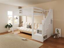 Bed Frame White With Storage Multifunctional Solid Wood 252.5 X 145 X For Bedroom And Kids Room - 白色 - 查看 7
