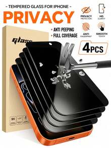 4pcs 17 Pro Max 6.9 Inch Tempered Glass Privacy Screen Protector, Compatible With 18Promax 18Pro 17 Pro, 17 Air, 17, 16 Pro Max, 16, 16 Pro, 16 Plus, 15 Pro Max, 15, 15 Pro, 15 Plus, 14 Pro Max, 14, 14 Pro, 14 Plus, 13, 12, 11, 30 Degree Privacy Protection, Protects Privacy, Phone Accessories, Compatible With Phone Cases - Black - View 43
