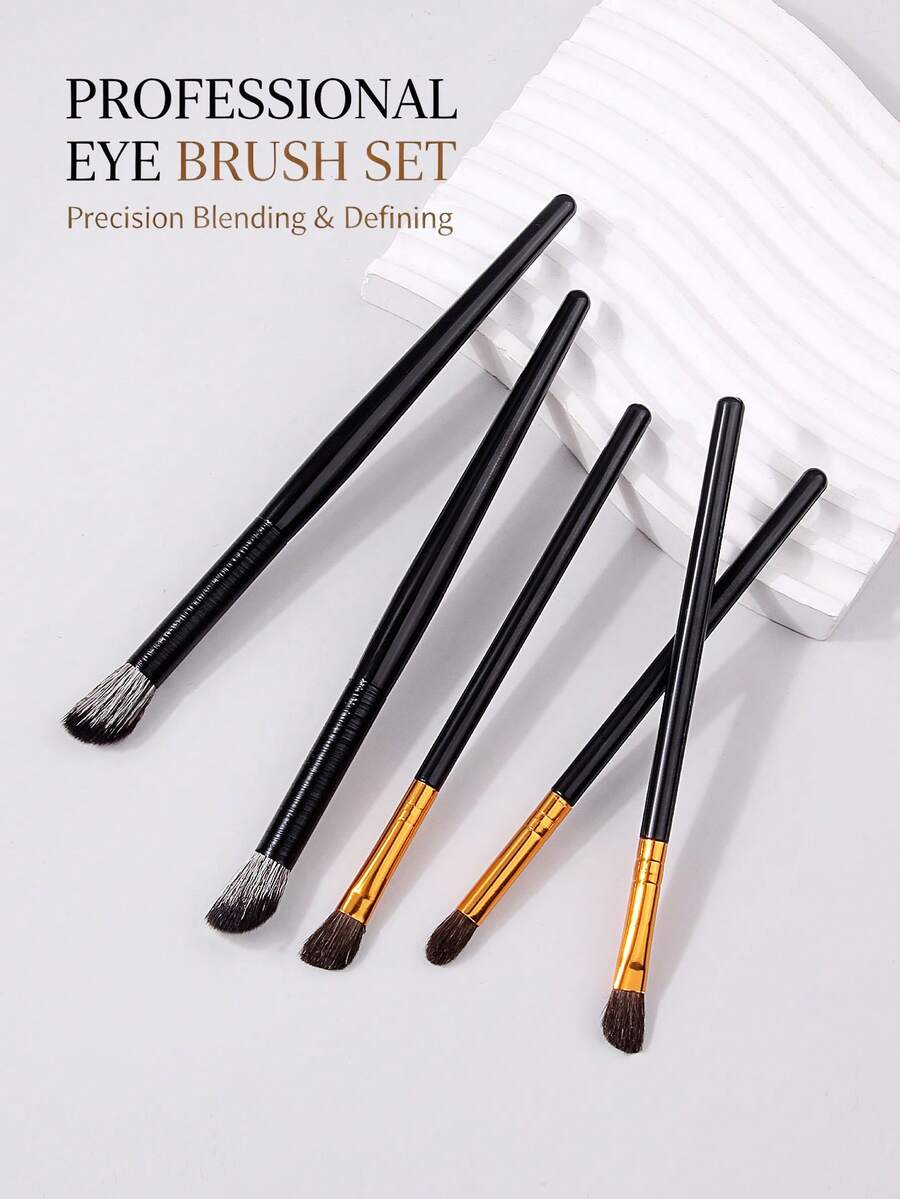 5Pcs Makeup Brush Set,For Eyeshadow Blending, Shading, Concealer And Eyebrow, ,Beginners & Makeup Lovers Daily Eye Makeup