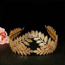 1pc Women's Wedding Leaf Alloy Pearl Rhinestone Soft Chain Headband Hair Accessory - Gold - View 5