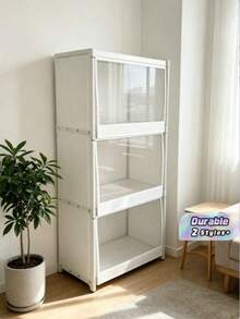 1pc Dust-Proof Storage Cabinet With Lid, Wardrobe Bookshelf Storage Rack, Space-Saving, Sturdy & Stylish, Easy Assembly & Disassembly, Portable, Suitable For Living Room, Bedroom, Entryway, Office, Home, Multi-Layer Storage, Holiday Gift, Christmas Gift - Multicolor - View 1