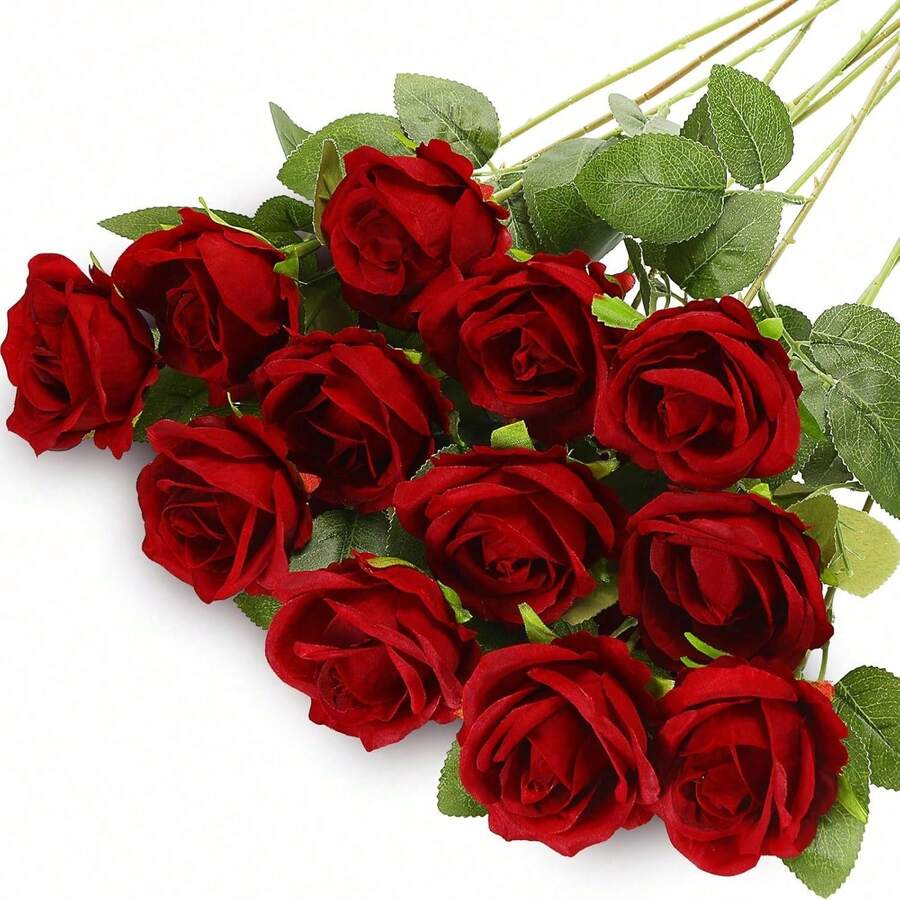 1 buah/3 buah/9 buah/24 buah/40 buah Mawar Buatan Warna Burgundy 20 Inci, Mawar Palsu Premium, Cocok Untuk Dekorasi Rumah, Dekorasi Kamar, Dekorasi Meja, Dekorasi Pernikahan, Buket Pengantin, Korsase Pergelangan Tangan, Bahan Rangkaian Bunga - Burgundy - View 1