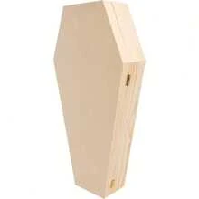 Halloween Large Craft Coffin - Halloween Empty Coffin, Gothic Style, Doll Coffin, Ring Holder, Pet Urn - Natural Wood - View 6