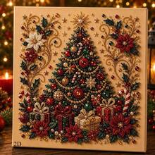 2D Shaped Christmas Diamond Painting Set, Pearl Rhinestone Wall Decor, Christmas Bells, Gingerbread House, Reindeer Socks, Tree Patterns, Canvas Decoration, Suitable For Living Room, Bedroom, Holiday Gift - Sets - View 5