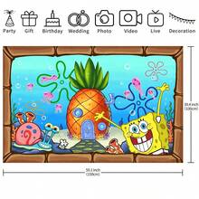 WPETLE Pineapple House Underwater Backdrop, Cartoon Photography Background, Children's Birthday Party Wall Decor - Multicolor - View 8