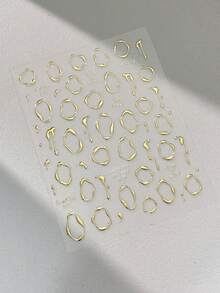 1pc 5D Golden Modern Minimalist Metal Nail Art Stickers, Luxury Heart Shaped Nail Decals, DIY Self-Adhesive Nail Stickers Nails Nail Supplies - Gold - View 5