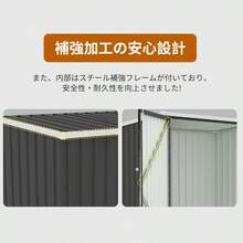 屋外収納庫 大容量 大型 屋外収納箱 ストッカー 外用 ベランダ 屋外 収納ボックス 金属製 1600L 両開きドア 施錠可能 底板なし - ブラック + スチール + モダン1 - チェックする 3