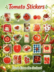 50 Tomato Graffiti Stickers Korean Ins Style Irregular Shaped Stickers DIY Hand Account Collage Decoration Material Student Card Notebook Glass Luggage Decorative Stickers School Necessary Stickers Cute Stickers Halloween Back To School - Multicolor - View 8