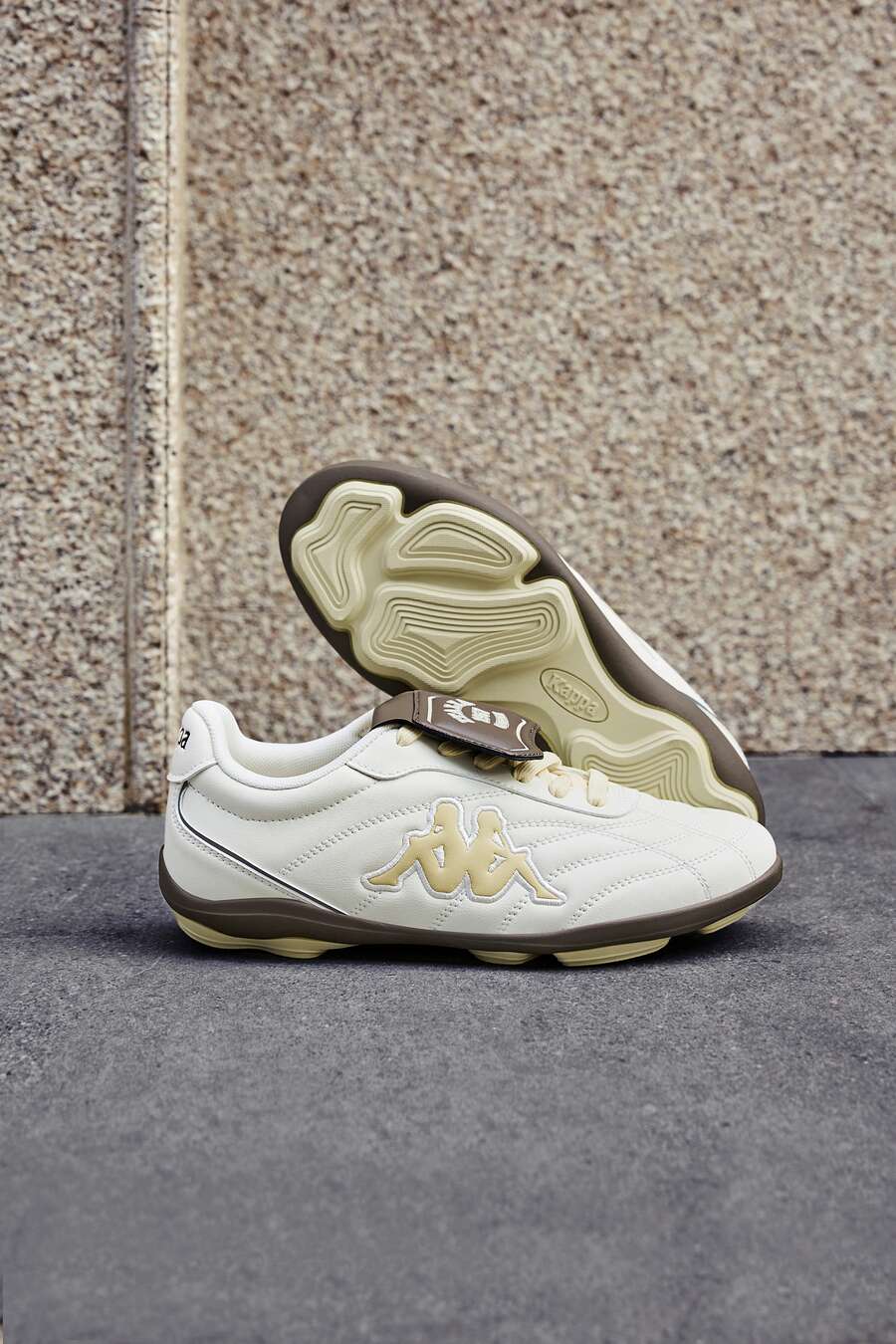 Kappa Men's & Women's Retro Casual Shoes, Leather Soft Sole Football Style Training Shoes - Winter White/Pinecone Brown - View 1