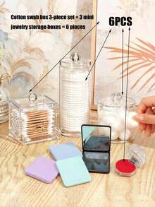 Dressing Table Cosmetic Storage Box, Jewelry Box, Storage Container, Room Decoration, Home Decoration, Bathroom Decoration, Original Cosmetic Storage, Round Sanitary Napkin/Dental Floss Box Organizer, For Sorting And Storage, Travel Essential. - Clear - View 14
