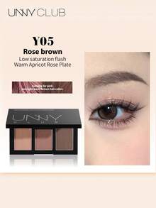 UNNY CLUB Bedak Alis 3 Warna, Warna Tahan Lama, Anti Luntur, Tekstur Bedak Halus, Palet Multifungsi dengan Kuas dan Cermin, Cocok untuk Pemula, 1 buah, Kosmetik Makeup Merek Ternama - Y05 Cokelat Mawar - View 2