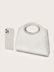 AIBBYDAR Women's Clutch Bag, Premium Handbag, Banquet Wedding Dress Matching Crossbody Clutch - Silver - View 6