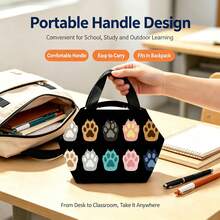 1pc Orange Cat Pattern 2D Printed Felt Pencil Case, Large Capacity Stationery Storage Bag, Portable Hand Strap, Classroom Desk Organizer With Great Atmosphere - Cat - View 1