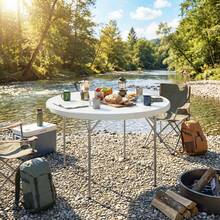 Camping Table, Foldable, PE, 120 X 120 X 74 Cm, For Camping, Picnics And Outdoor Use, White - White - View 8