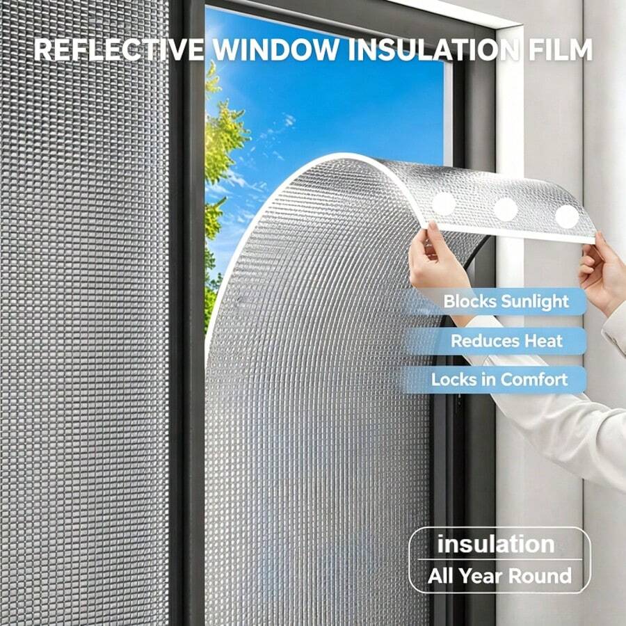 Phim nhôm hai mặt DIY cách nhiệt, bảo vệ riêng tư, chống tia UV, phù hợp cho ban công, phòng ngủ và nhà bếp - Băng keo nhôm trong suốt - Xem 1