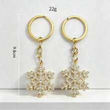 2pcs Zinc Alloy Rhinestone Snowflake Keychain, Luxury Gold Base Full Rhinestone Hollow Craft, Suitable For Bag Pendant, Car Key Accessory, Exquisite Small Gift For Girls And Best Friends In Winter And Christmas - Multicolor - View 5