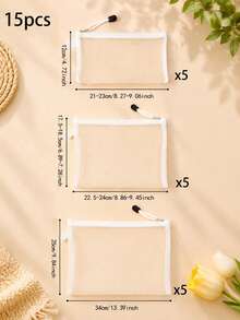 1 pezzo/3 pezzi/9 pezzi/15 pezzi Quantità e dimensione opzionali Giocattolo educativo a blocchi da costruzione Borsa organizer in rete con cerniera Borsa portaoggetti cosmetici - Bianco - Visualizzare 12