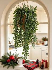 1pc Artificial Hanging Plant, Mandala Vine Hanging Wall Plant For Indoor And Outdoor Decor, Perfect For Rooms, Kitchens, Home, And Wedding Decorations. - Green - View 5