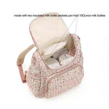 1pc Ditsy Floral Multi-Functional Large Capacity Diaper Bag Backpack, Can Be Hung On Stroller, Baby Shower Gift - Multicolor - View 8