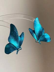 1 Pair Dreamy Blue Butterfly Earrings - Blue - View 4