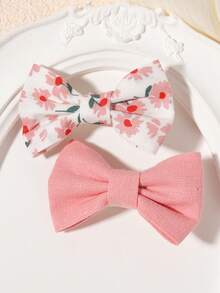 10pcs Basic Plaid Floral Bow Hair Clips, Sweet Girl Campus Side Bangs Hair Accessories, Princess Style - Mixed color - View 8