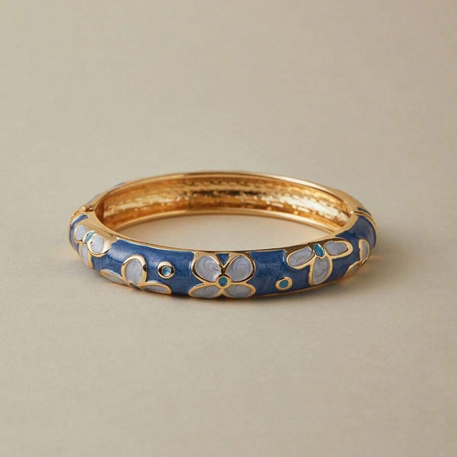 ORNAPEADIA 1pc Vintage Ocean Style Handmade Enamel Painting Women Bracelet, Suitable For Daily Wear/Gift