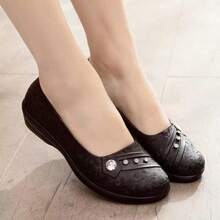Zapatos de cuña y suela gruesa para mujer - Negro - Ver 2