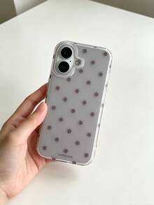 時尚手機殼，極簡可愛設計，黑白波點圖案，相容 iPhone 11 至 17 系列，包含 Pro Max 版本。（3D 效果圖主要基於實際產品，表面微粒請謹慎購買，手機殼側面有均勻透明邊框） - 灰色 - 查看 2