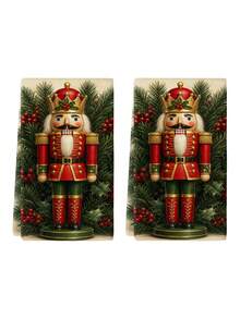 2pcs/4pcs Vintage Christmas Crown Nutcracker Kitchen Towels, Holly Berry Pine Branch Nutcracker King Print, Country Style Christmas Hand Towels, Kitchen Baking Decorative Towels - Multicolor - View 11
