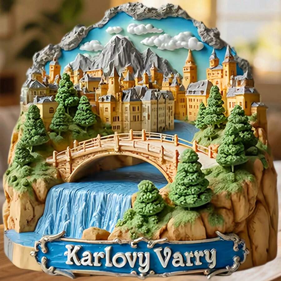 Karlovy Vary Rock-Hewn Spa Town Cascades And Storybook Spires Magnet Where The Healing Waters Whisper Through The Misty Valley Keepsake For All Metal Surfaces Throughout The Home - A - View 1