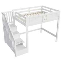 Bed Frame White With Storage Multifunctional Solid Wood 252.5 X 145 X For Bedroom And Kids Room - 白色 - 查看 10