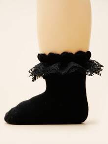 1/3/5 Pairs Baby Socks, Lace Trim Short Socks, Children's Socks, Suitable For All Seasons Daily Wear - Multicolor - View 4