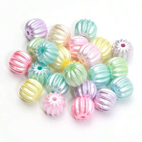 50pcs 10x11mm Pearlescent Colorful Pumpkin Acrylic Beads