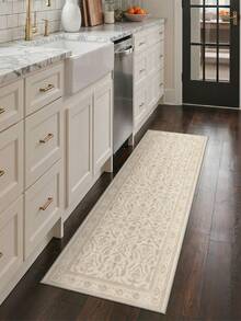 1pc Beige Paisley Pattern Rug, Modern Minimalist, Velvet Material, Indoor Door Mat, Bathroom Mat, Kitchen Mat, Absorbent Quick-Drying, Room Decor, Non-Slip Wear-Resistant, Trimmable, Easy To Clean, Washable, Home Decor, Floor Decoration, Floor Protection - Beige Paisley Pattern - View 5