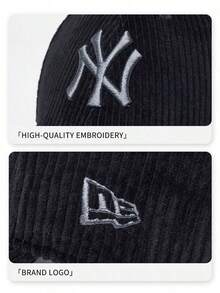 New Era Black NY Baseball Cap, Textured Embroidered Logo Curved Brim Hat, Adjustable Casual Streetwear Style, Unisex - Black - View 5