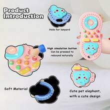 1pc Baby Silicone Remote Control Teether, Cartoon Elephant Shaped Soothing Toy, Teething Toy For Babies, Helps Prevent Finger Sucking, Relieves Teething Itch, Flexible Finger Toy, Portable, Birthday Gift - Multicolor - View 7