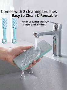 Glass Scale Magic Scrubber And Cleaning Brushes, Home Bathroom Mirror Shower Room Tile Strong Scale Removal Stain Removal Artifact Multi-Functional Window Glass Cleaning Tool - One Size Fits All - View 4