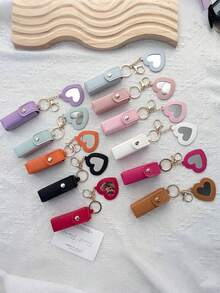 1/3PCS Portable Lipstick Lipstick Package Simple Love Mirror Lipstick Storage Set Keychain Pendant, Commuting Dating Double Lipstick Storage Keychain - Multicolor - View 12