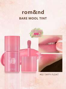 Rom&nd Romand BARE MOOL TINT 02 TAFFY FLOAT，亮泽唇膏，色彩鲜艳，持久显色，MLBB（My Lips But Better，我的唇色，但更美）| 轻盈质地 | 保湿持久唇釉 | 高显色度，亮泽，纯素，韩国彩妆，4.5克（0.16盎司），赠品 - #02 TAFFY FLOAT - 查看 2