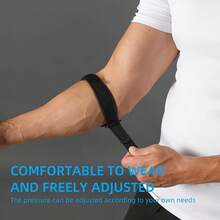 1pc Black Adjustable Elbow Support Brace, Compression Elbow Strap, Breathable Sports Elbow Wrap For Men Women, Tennis Elbow Support For Golf, Tennis, Basketball, Baseball, Weightlifting, Fitness, Gym, Workout, Running, Outdoor Sports - Black - View 3